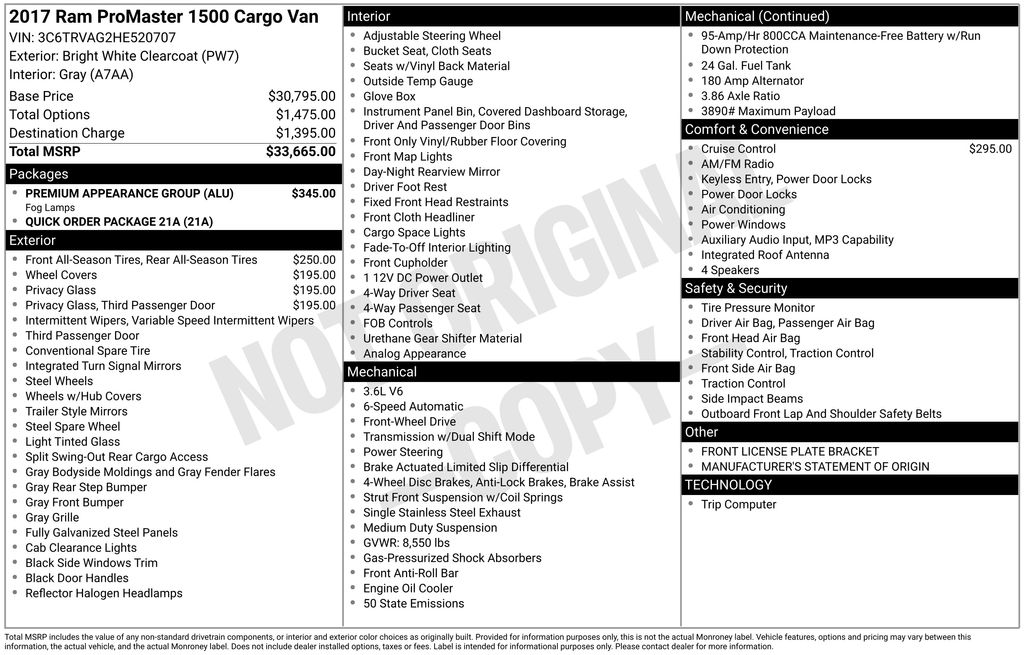 ram promaster cargo van 2017 3C6TRVAG2HE520707 image ram promaster cargo van 2017 3C6TRVAG2HE520707 image